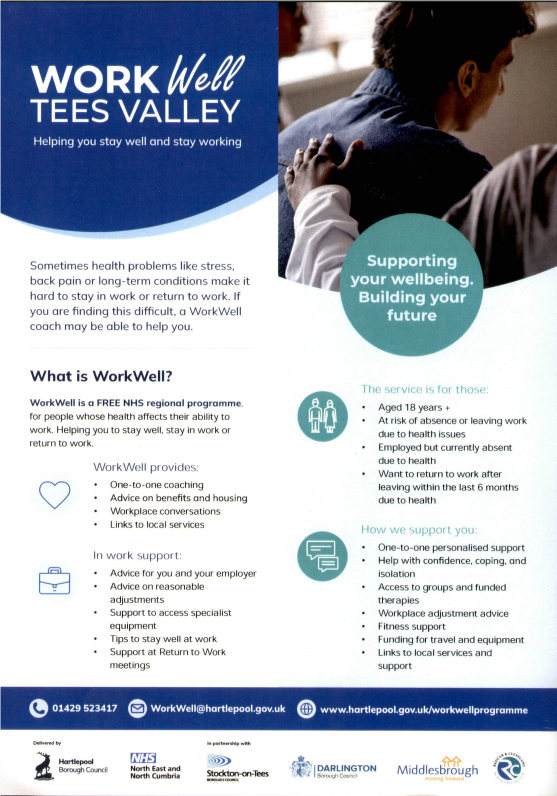 WorkWell Tees Valley leaflet 